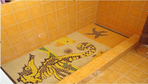 finished project I did for a client, glass mosaic tile