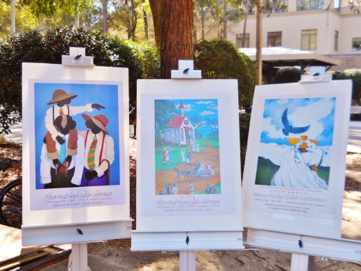 Gullah artwork and posters were on display.