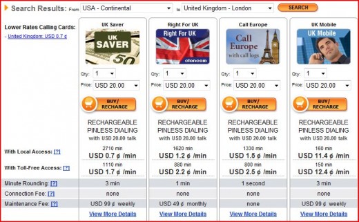 Cloncom.com's Rates To Call From United States To United Kingdom