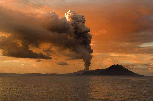 Tavurvur in Papua New Guinea erupting.