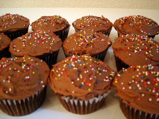 Homemade chocolate cupcakes.