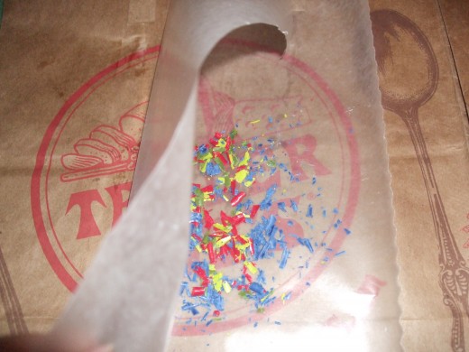 Wax paper with crayons