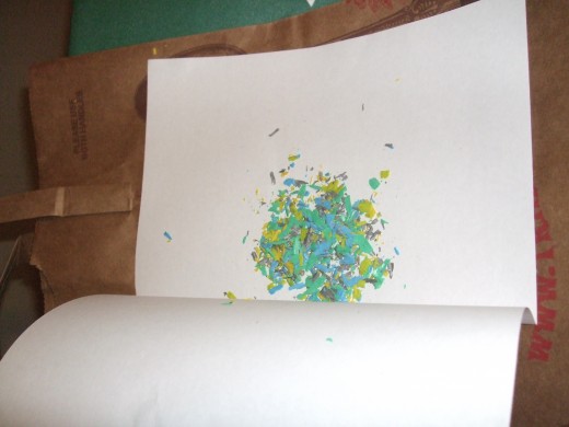 White paper with crayons