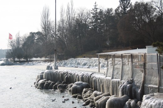 Nature ice Sculpture, Versoix  Marina & Lake Prominade, Lake Geneva, Switzerland