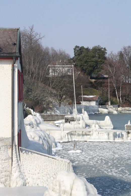 Nature ice Sculpture, Versoix Lake Prominade, Lake Geneva, Switzerland