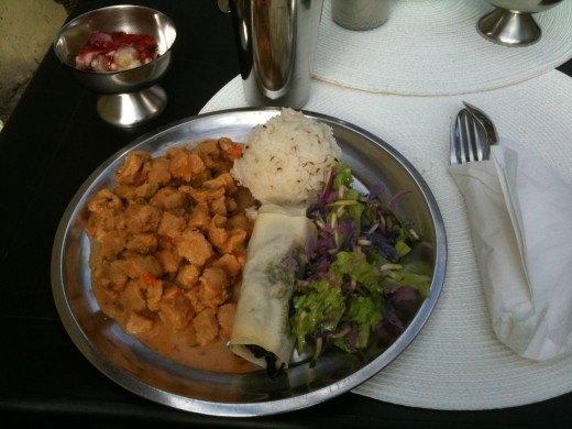 A typical dish at Hare Krishna Restaurant in Lisbon
