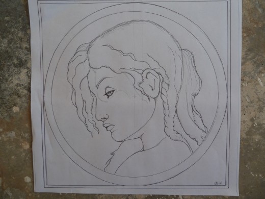 Here's the xerox copy of my drawing, ready to transfer to the watercolor paper.