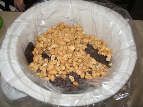 Put all ingredients into the Crock Pot - don't bother trying to stir it!