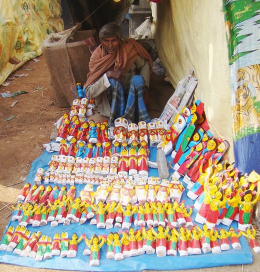 A shopkeeper with his merchandise