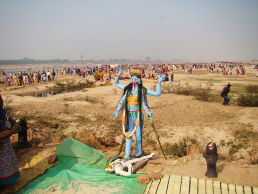An idol of Goddess Kali on the sands of Ajoy