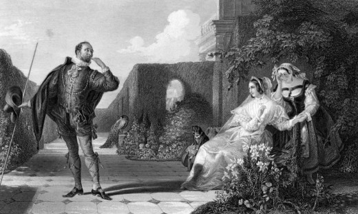 Malvolio courts Olivia while Maria cover her amusement by Daniel Maclise