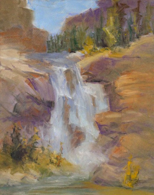 Waterfall in Pan Pastels by Robert A. Sloan