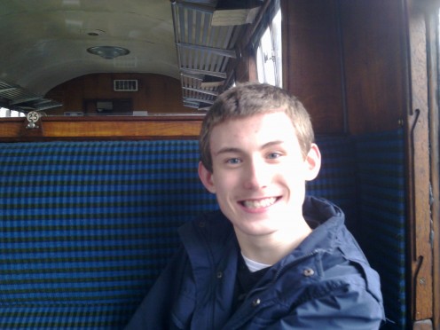Jordan in one of the old carriages in happy mode. 