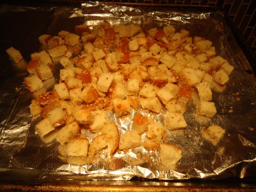 Croutons with Coconut Oil and Garlic Salt with Parsley and Season Seeds