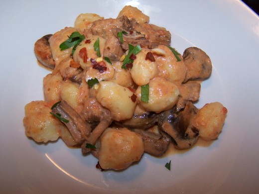 Gnocchi with Braised Beef and a Mushroom Cream Ragout