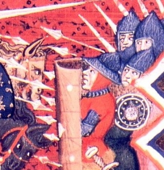 A Medieval depiction of the Flemish shield wall