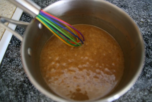 Bring the honey mixture to a boil (adults only, please)!