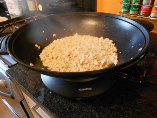 Chicken, Ginger & Stock in Electric Wok