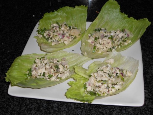 Large Servings of Thai Chicken Lettuce Cups