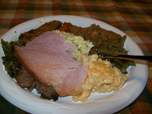 Fried chicken, sliced ham, macaroni and cheese were just a few of the things that were on the menu of this special dinner.
