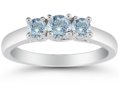 An elegant and incredibly amazing three stone aquamarine ring.