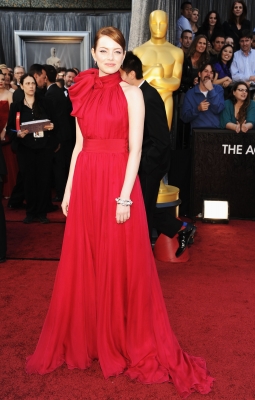 Emma Stone wears red at the 84th Annual Academy Awards