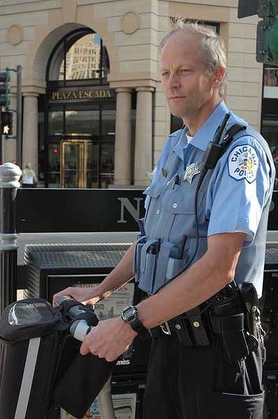 A Chicago police officer on a segway.