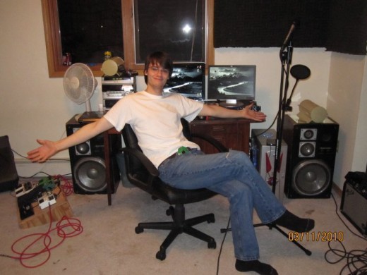 Me presenting our recording equipment