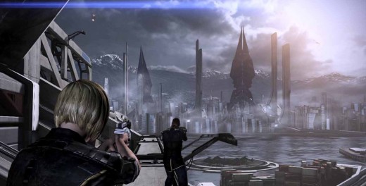 Mass Effect 3 Shepard and Anderson Escape from Earth as the Reapers Attack