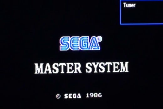 The Sega Master System logo appears on the screen after pressing the Power button.
