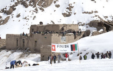 The finish line and ski resort