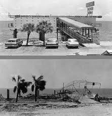 A beachfront seafood restaurant, before and after Camille.