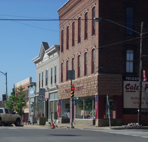 Main Street at the intersection of U.S. Route 6 and U.S. Route 15 Business in Mansfield, Tioga County, Pennsylvania.