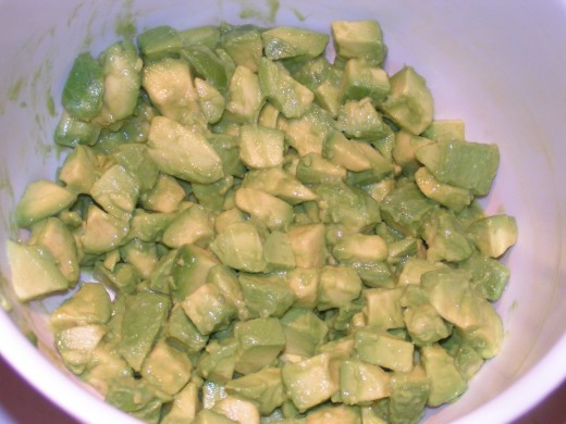 Coat avocado with lime juice to prevent browning.