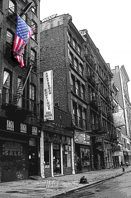   the flag remains in color on Broadway © Eric Heifetz