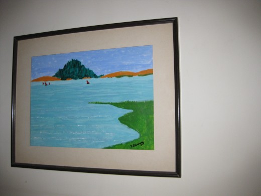 My painting was framed in a professional art framing center.