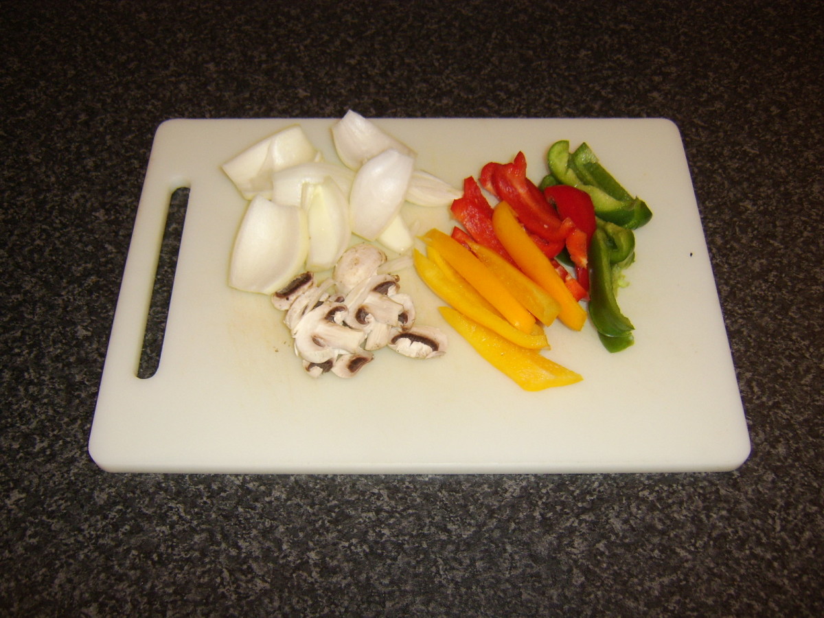 Vegetables are roughly chopped and sliced for stir frying