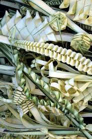 Creative, hand braided palm branches with unusual designs and variations are sold in the marketplace a few days before Palm Sunday, called Cvjetnica (or flower day) in Croatian.  