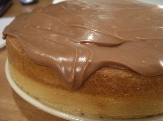 Here is the 1-2-3-4 Cake with chocolate sour cream icing. 
