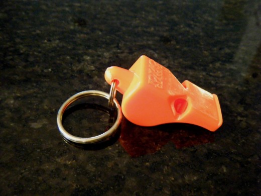 A simple, nonmetal signaling whistle.