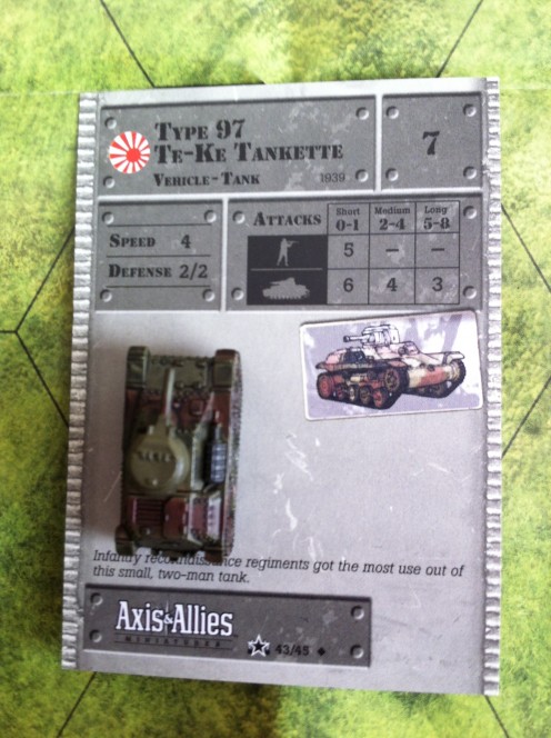 The Starting Weapon. I have used Japanese Te-Ke Tankettes. The Early War Set also has some contenders such as the Marmon Herrington or TKS Ursus Tankette