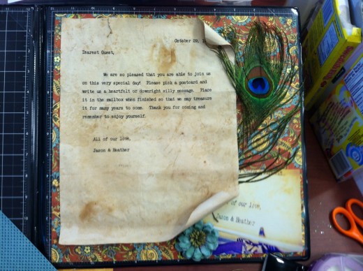 The "instructions" I made.  My mother-in-law is a master scrapbooker and is including it in a scrapbook she is making.  This will keep it safe and sound for years to come!