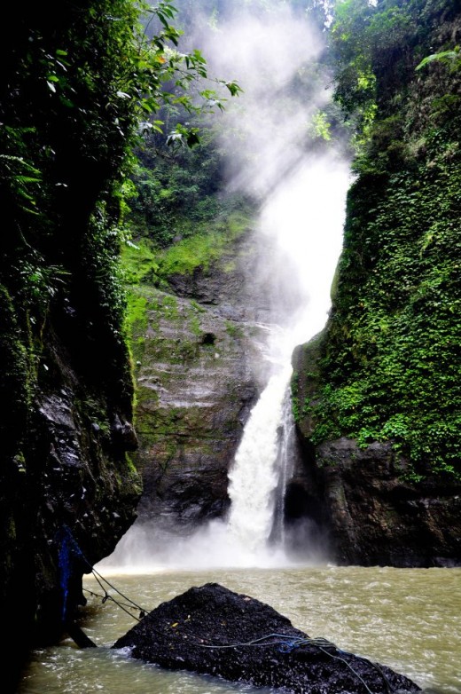 The visible second waterfall of the Pagsanjan Falls. The drop is 120 meters or 390 ft.
