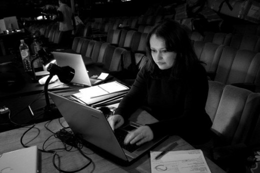Stuck for a photo of me at a computer, so thought I'd go for this image, seeing as though I am both writing and in a theatre (which is where I currently do most of my writing). This is during the Tech period for The Lord of the Rings