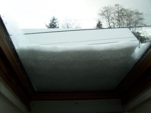 Skylight covered in snow