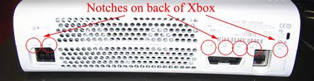 Holes to insert tool on rear of Xbox