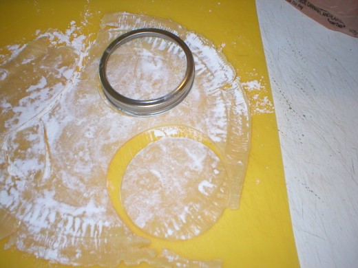 Make pie tops using canning jar tops.
