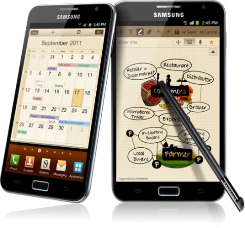 The Galaxy Note comes with the Android 2.3 operating system and features a 5.3-inch high definition screen.