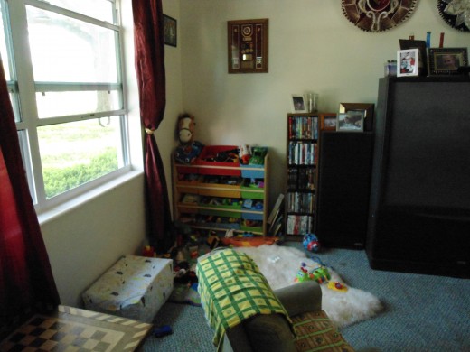 Baby is older now so his play area in the living room is more spacious...