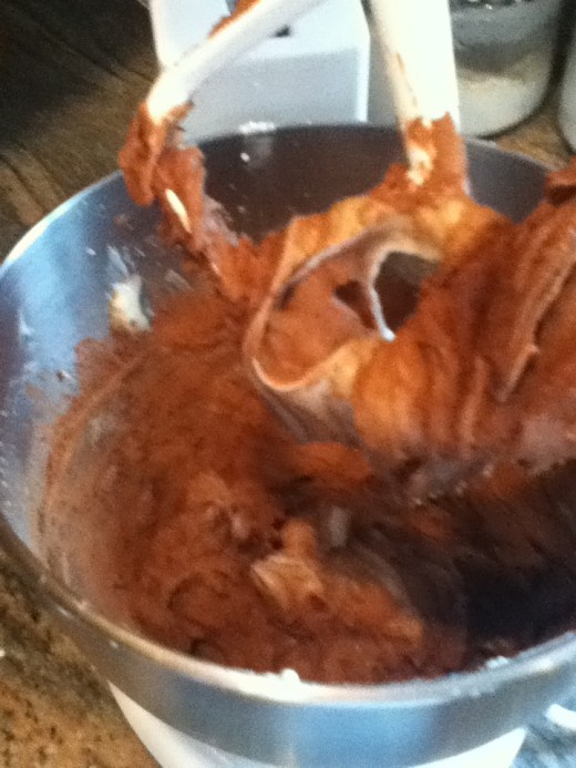 Stop mixing with mixer when batter looks like this.  The rest should be done by hand